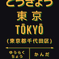 Vintage Japan Train Station Sign - Tokyo City Black